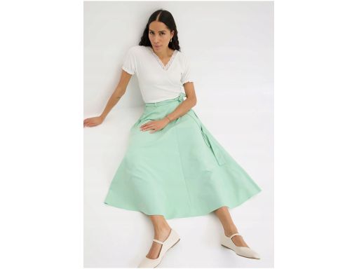 B.P.C t-shirt śmietankowy prażkowany z koronką r.40/42