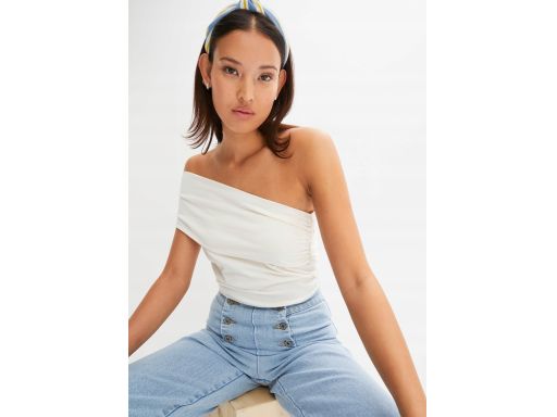 B.P.C bluzka top asymetryczny śmietankowy ^40/42