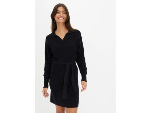 B.P.C. sukienka czarna dzianinowa z paskiem r.36/38