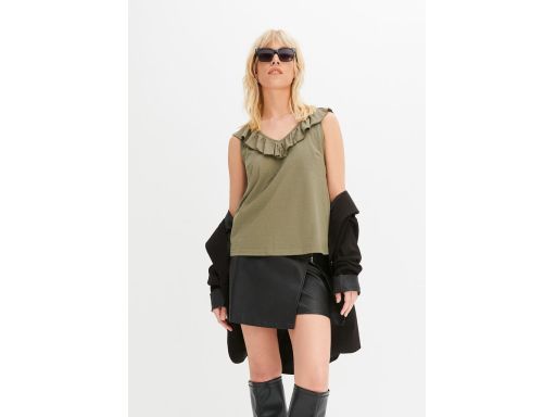 B.P.C bluzka top z falbaną khaki r.44/46