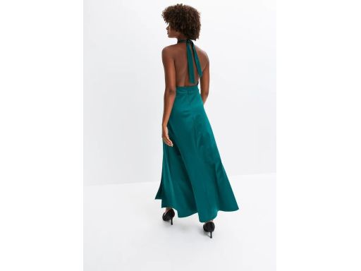 B.P.C długa sukienka satynowa butelkowa zieleń z cekinami 36/38.