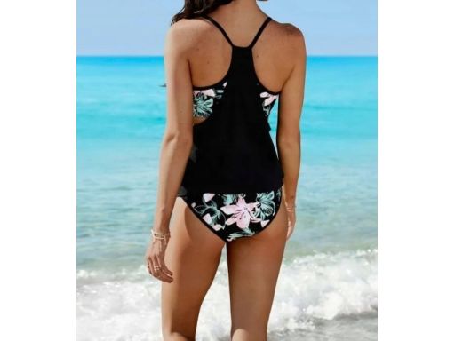 B.P.C tankini oversize czarne ze wzorem kwiatowym 44.