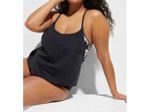 B.P.C tankini oversize czarne ze wzorem kwiatowym 44.