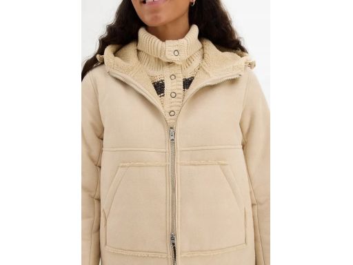 B.P.C płaszcz z eko kożucha beżowy z kapturem 46.