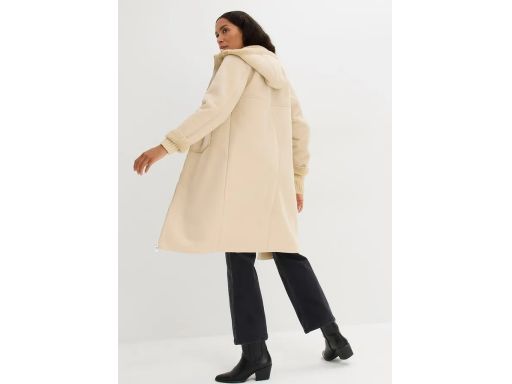B.P.C płaszcz z eko kożucha beżowy z kapturem 46.