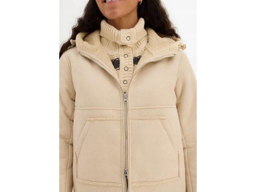 B.P.C płaszcz z eko kożucha beżowy z kapturem 46.