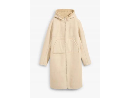 B.P.C płaszcz z eko kożucha beżowy z kapturem 46.