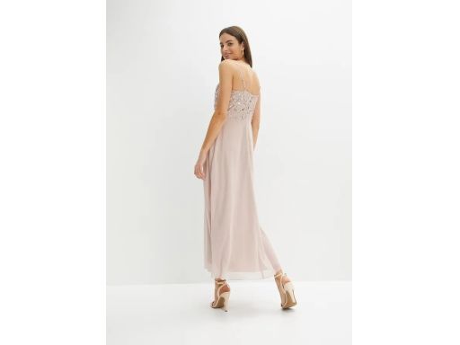 B.P.C długa sukienka z cekinami brudno różowa na ramiączka ^34