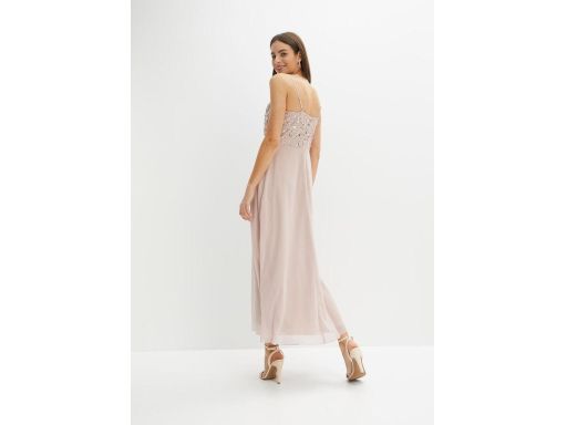 B.P.C długa sukienka z cekinami brudno różowa na ramiączka ^34
