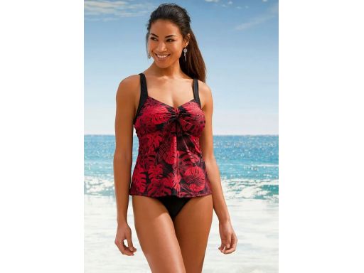 B.P.C top tankini czarno-czerwony w liście 48.