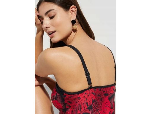 B.P.C top tankini czarno-czerwony w liście 48.