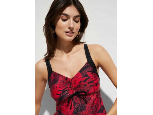 B.P.C top tankini czarno-czerwony w liście 48.