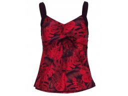B.P.C top tankini czarno-czerwony w liście 48.