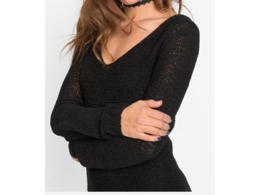 B.P.C sukienka dzianinowa czarna z koronką ^48/50