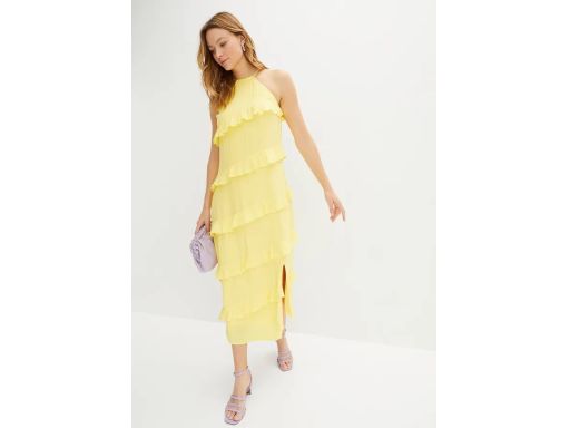 B.P.C sukienka midi żółta z falbankami 46.