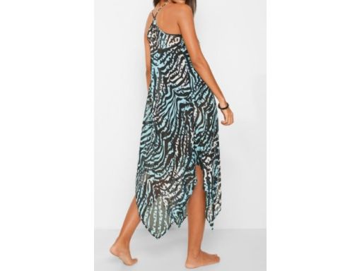 B.P.C długa asymetryczna sukienka plażowa w cętki turkusowa ^42