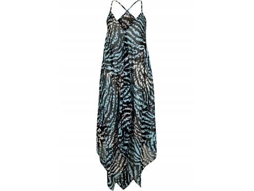 B.P.C długa asymetryczna sukienka plażowa w cętki turkusowa ^42