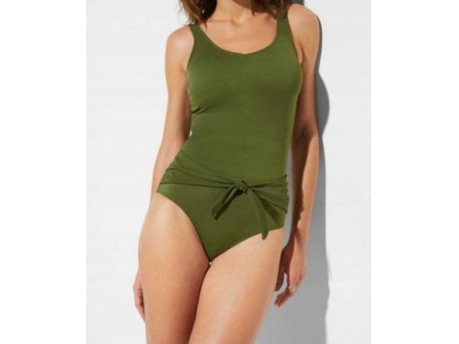 B.P.C stylowy kostium kąpielowy khaki z przewiązaniem r.42