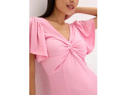 B.P.C długa sukienka różowa z falbanką r.44/46