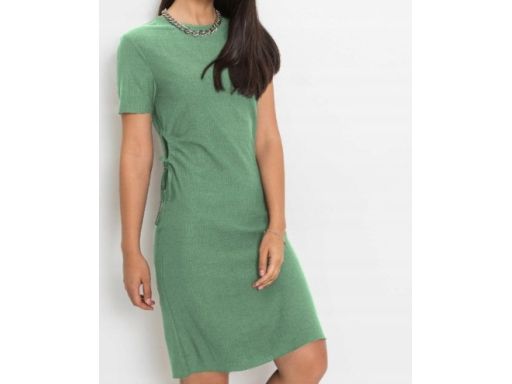 B.P.C zielona sukienka z wycięciem w pasie ^36/38