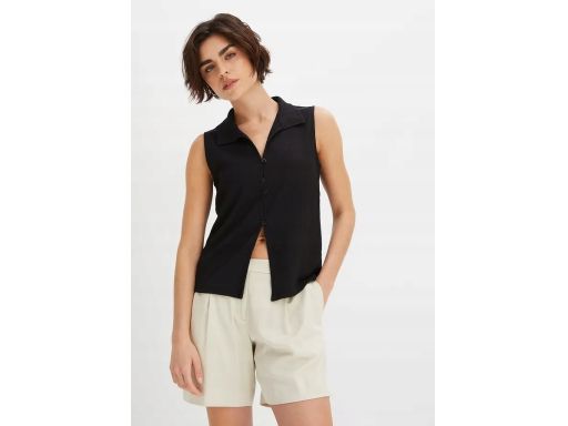 B.P.C bluzka bez rękawów z kołnierzykiem z krepy 40/42.