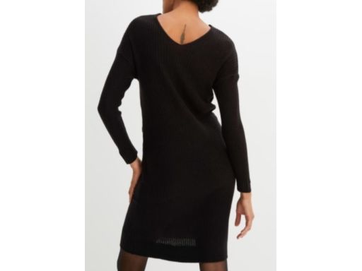 B.P.C sukienka dzianinowa czarna ze splotem dekoracyjnym 44/46.