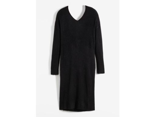 B.P.C sukienka dzianinowa czarna ze splotem dekoracyjnym 44/46.