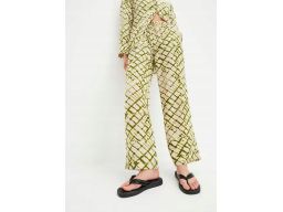 B.P.C spodnie ecru w zielone wzory r.42