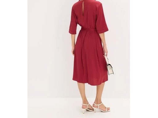 B.P.C satynowa sukienka midi bordowa r.42