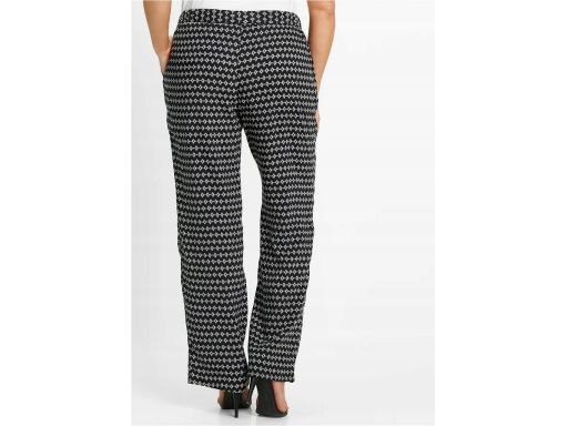 B.P.C spodnie z wiskozy z wygodnym paskiem czarne z białym nadrukiem ^