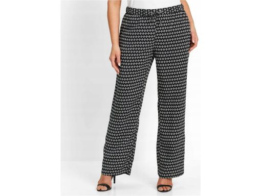 B.P.C spodnie z wiskozy z wygodnym paskiem czarne z białym nadrukiem ^