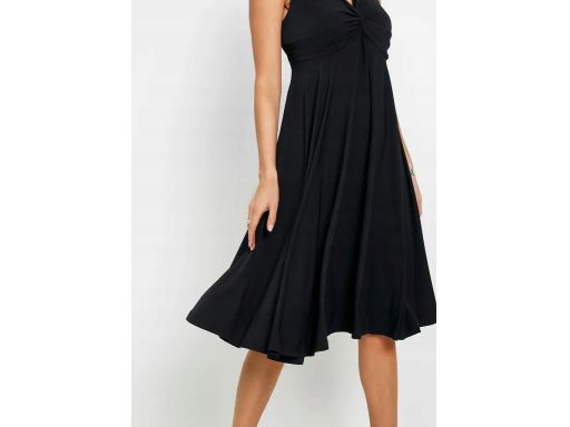 B.P.C sukienka shirtowa czarna rozkloszowana midi r.36/38