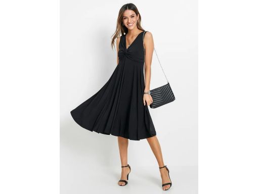 B.P.C sukienka shirtowa czarna rozkloszowana midi r.36/38