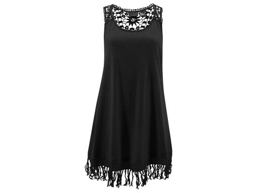 B.P.C sukienka plażowa czarna z koronką i frędzlami r.48