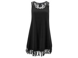 B.P.C sukienka plażowa czarna z koronką i frędzlami r.48