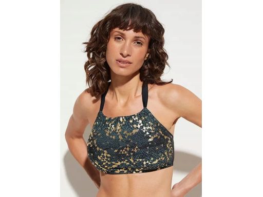 B.P.C. bikini ciemna zieleń ze złotym biustonosz bustier i figi r.40