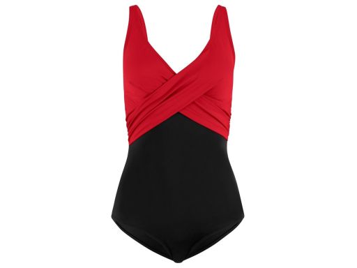 B.P.C kostium kąpielowy czerwono-czarny z założeniem kopertowym r.46