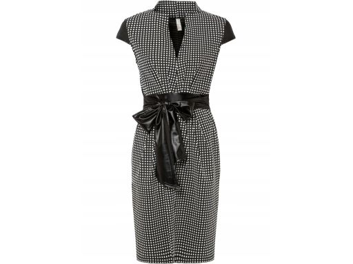 B.P.C sukienka w kratkę z paskiem eko skóry midi 36/38.