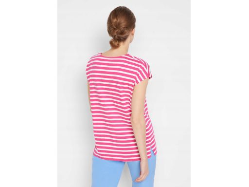 B.P.C t-shirt damski biało-czerwony w paskii ^36/38