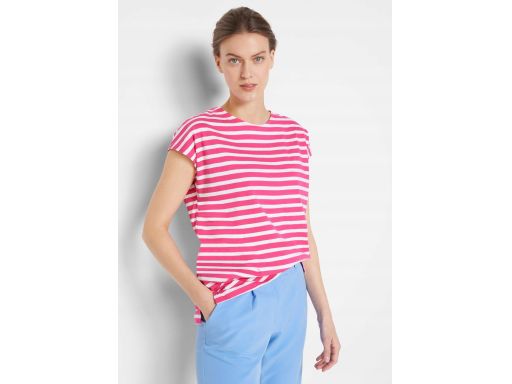B.P.C t-shirt damski biało-czerwony w paskii ^36/38