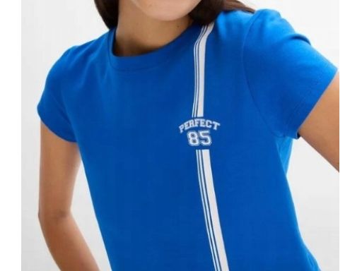 B.P.C t-shirt szafirowy z białym nadrukiem 40/42.