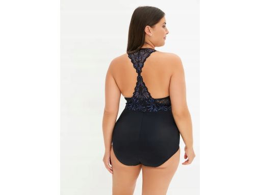 B.P.C majtki figi maxi shape czarne z niebieską koronką wysoki stan r.