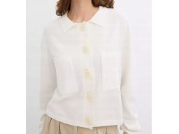 B.P.C sweter śmietankowy z kołnierzykiem na guziki ^52/54