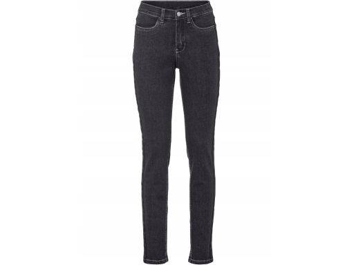 B.P.C szare jeansy damskie z lampasem z czarnej eko skóry 40.