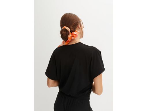 B.P.C krótka czarna bluzka z efektem założenia kopertowego r.44/46