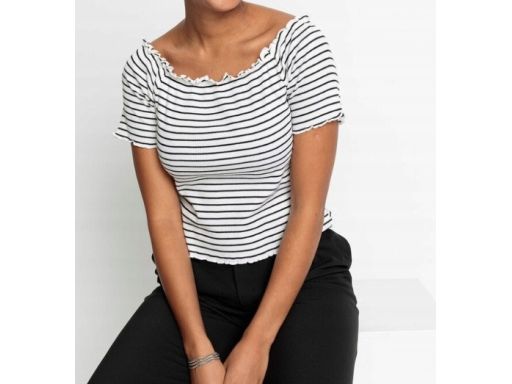 B.P.C krótka bluzka w paski prążkowana 48/50.
