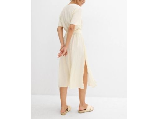 B.P.C śmietankowa sukienka midi z krepy ^54