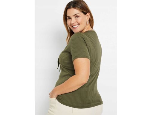 B.P.C t-shirt damski prążkowany khaki ^40/42