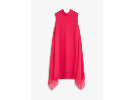 B.P.C sukienka szyfonowa różowa magenta z szalowym kołnierzem ^50