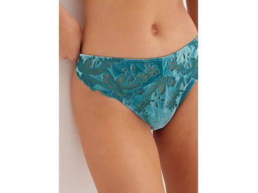 B.P.C zielone stringi aksamitne z koronką 40/42.